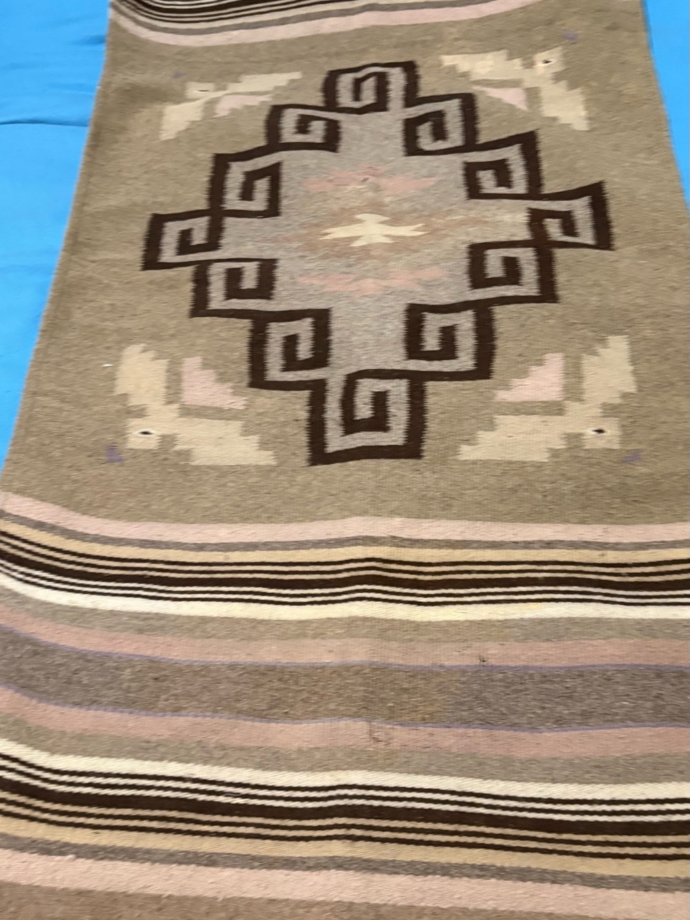 Southwestern Geometric Wool Accent Rug in Taupe and Brown